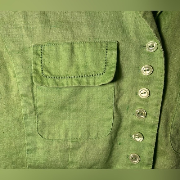 100% linen green blouse tee - Picture 3 of 6